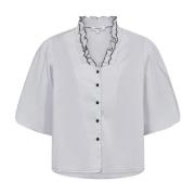 Co'Couture Feminin Blus med Vågig Kant White, Dam