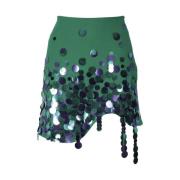 Art Dealer Grön Sequin Mini Kjol Asymmetri Green, Dam