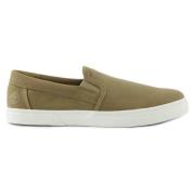 Timberland Beige Canvas Slip-On Skor Beige, Herr