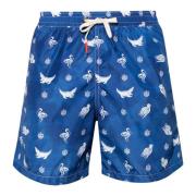 Altea Print Swim Shorts Blue, Herr