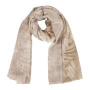 Ermanno Scervino Bladtryck Georgette Halsduk Wrap Stil Beige, Dam