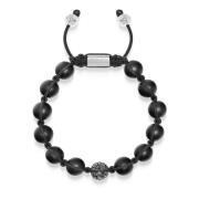 Nialaya Men's Black Diamond Beaded Bracelet with Matte Onyx and Sterli...