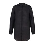 Cortana Oversize Mao Krage Ramie Skjorta Black, Dam