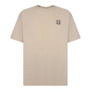 Maison Kitsuné Vit Bomull T-shirt med Broderad Patch Beige, Herr