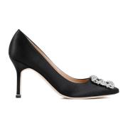 Manolo Blahnik Svart Kristallspänne Pumps Black, Dam