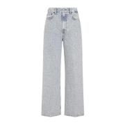 Acne Studios Blå Bomull Denim Jeans Breda Ben Blue, Dam