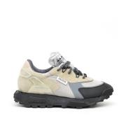 RUN OF Gråa Mocka Sneakers med Svarta Accenter Gray, Dam