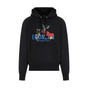 EgonLab Svart Bomull Hoodie Aw23 Black, Herr