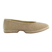 Espadrilles Gyllene Laminerade Ballerina Skor Yellow, Dam