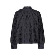 Samsøe Samsøe Volymig Raglanärm Jacquard Blus Black, Dam