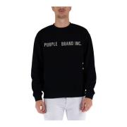 Purple Brand Mäns Crewneck Sweatshirt med Bokstavstryck Black, Herr