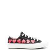 Comme des Garçons Play Svarta Hjärta Sneakers Bomull Låg Snörning Blac...