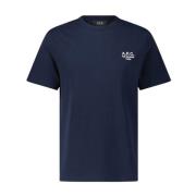 A.p.c. Broderad Bomull T-shirt Blue, Herr