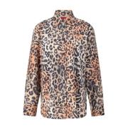 Hugo Boss Leopard Print Oversized Boyfriend Blouse Multicolor, Dam