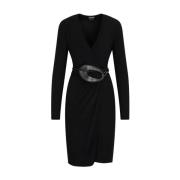 Tom Ford Svart Wrap Midi Klänning Aw23 Black, Dam