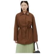 Rejina Pyo Twill Rue Jacket med Logo Plaque Brown, Dam