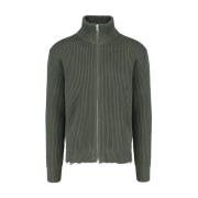 MM6 Maison Margiela Grön Dragkedja Cardigan Ribbad Bomull Green, Herr