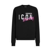 Dsquared2 Icon Darling Sweatshirt Rund Hals Löst Passform Black, Dam