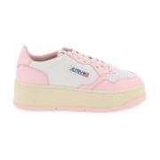 Autry Låga sneakers i läder med perforerad tå Pink, Dam