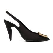 Saint Laurent Sulpice Slingback Pumps med Guld Detalj Black, Dam