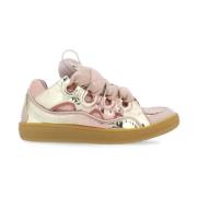 Lanvin Rosa Läder Sneakers Rund Tå Pink, Dam