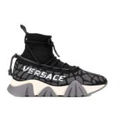 Versace Dragsko Sneakers Spetsdetaljer Relief Logo Black, Herr