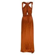 Crida Milano Brun Satin Cut-Out Kvällsklänning Brown, Dam