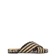 Castañer Raffia Svart Tostado Sandal Multicolor, Dam