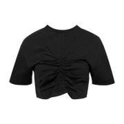 Semicouture Svart Bomull Crew Neck T-shirt Black, Dam