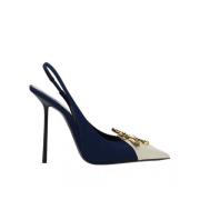 Saint Laurent Blå Stjärna Prydd Slingback Pumps Blue, Dam