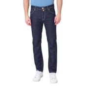 Jacob Cohën Italienska Denim Jeans med Gul Patch Blue, Herr