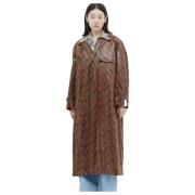 Rokh Faux Snakeskin Embossed Coat Brown, Dam