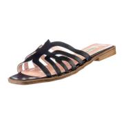 Cesare Gaspari Elegant Laser Cut Sandals Black, Dam