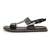 Cesare Gaspari Lyxiga Platta Sula Sandaler Black, Dam