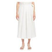 Max Mara Weekend Veckad Midi Bomullskjol White, Dam