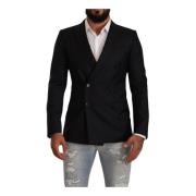 Dolce & Gabbana Svart prickigt mönster blazer jacka Black, Herr