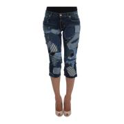 Dolce & Gabbana Blå Patchwork Jeans Shorts Black, Dam