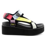 Blauer Multifärgade Strappy Sandaler Multicolor, Dam