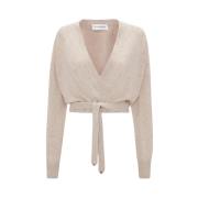 Victoria Beckham Wrap Front Cardigan Sweaters Pink, Dam