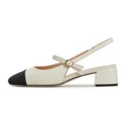 Cesare Gaspari Elegant Slingback Block Heels Pumps Beige, Dam