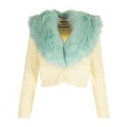 Gucci Vit Ull Cashmere Cardigan Tröja White, Dam