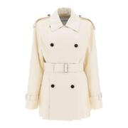 Burberry Kort Bomull Trenchcoat White, Dam