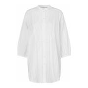 Masai Feminin Oversize Skjorta med 3/4 Ärmar White, Dam