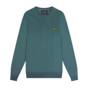 Lyle & Scott Golf Crew Neck Pullover Stickad Blue, Herr