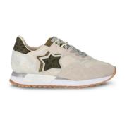 Atlantic Stars Dam Textil och Mocka Sneakers Beige, Dam