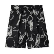 Burberry Kedja-Link Print Svarta Shorts Black, Dam