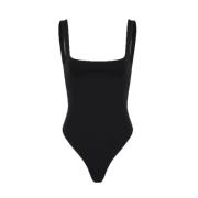 Entire Studios Fyrkantig Hals Bodysuit Black, Dam