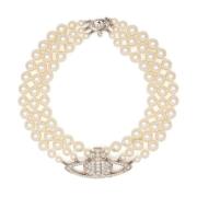 Vivienne Westwood Pärla Bas Relief Platinum Halsband Gray, Dam