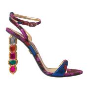 Dolce & Gabbana Kristalldekorerade Jacquard Sandaler Multicolor, Dam