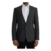 Dolce & Gabbana Grå Ull Blazer Slim Fit Gray, Herr